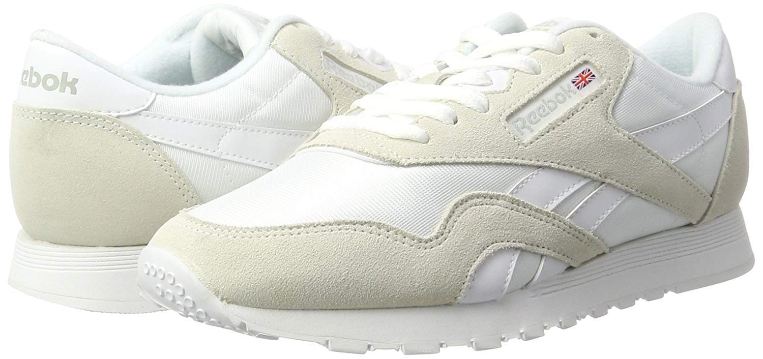 Reebok Men's CL Nylon Classic Sneaker (14 M US, Cl Nylon-m) White/Light Grey