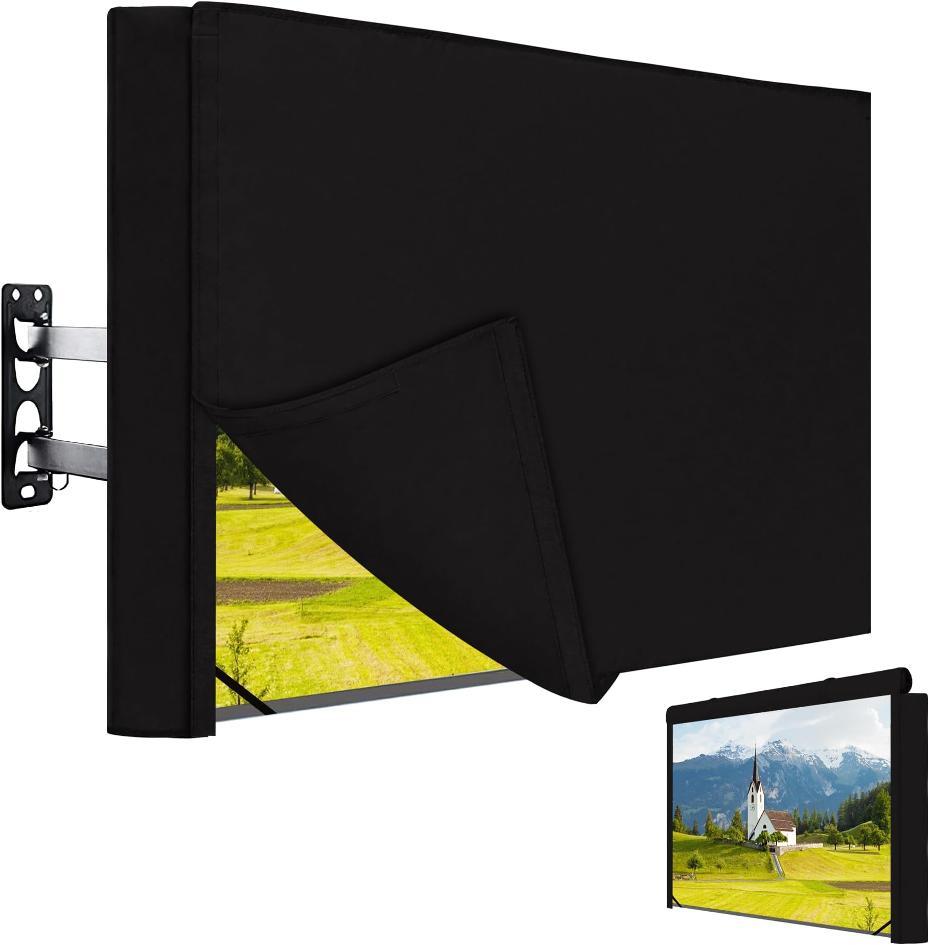 Easy-Going Outdoor TV Cover with Roll Up Front Flat for 40-43 inch, Waterproof and Weatherproof TV Cover for Flat Screen TV, Black
