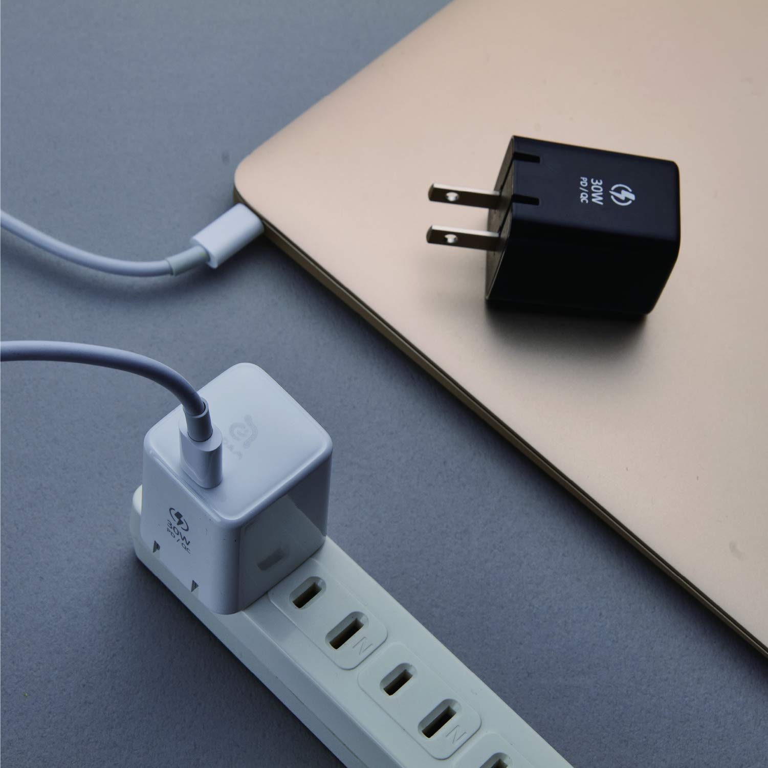 ADAM elements Ultra Compact 30W iPhone 12 Fast Charger - 3.9ft Type-C to Lightning Cable Included - MFi Certified for MacBook Air, iPad Pro 2020, iPhone 12 - Support Power Delivery 3.0 / QC 3.0