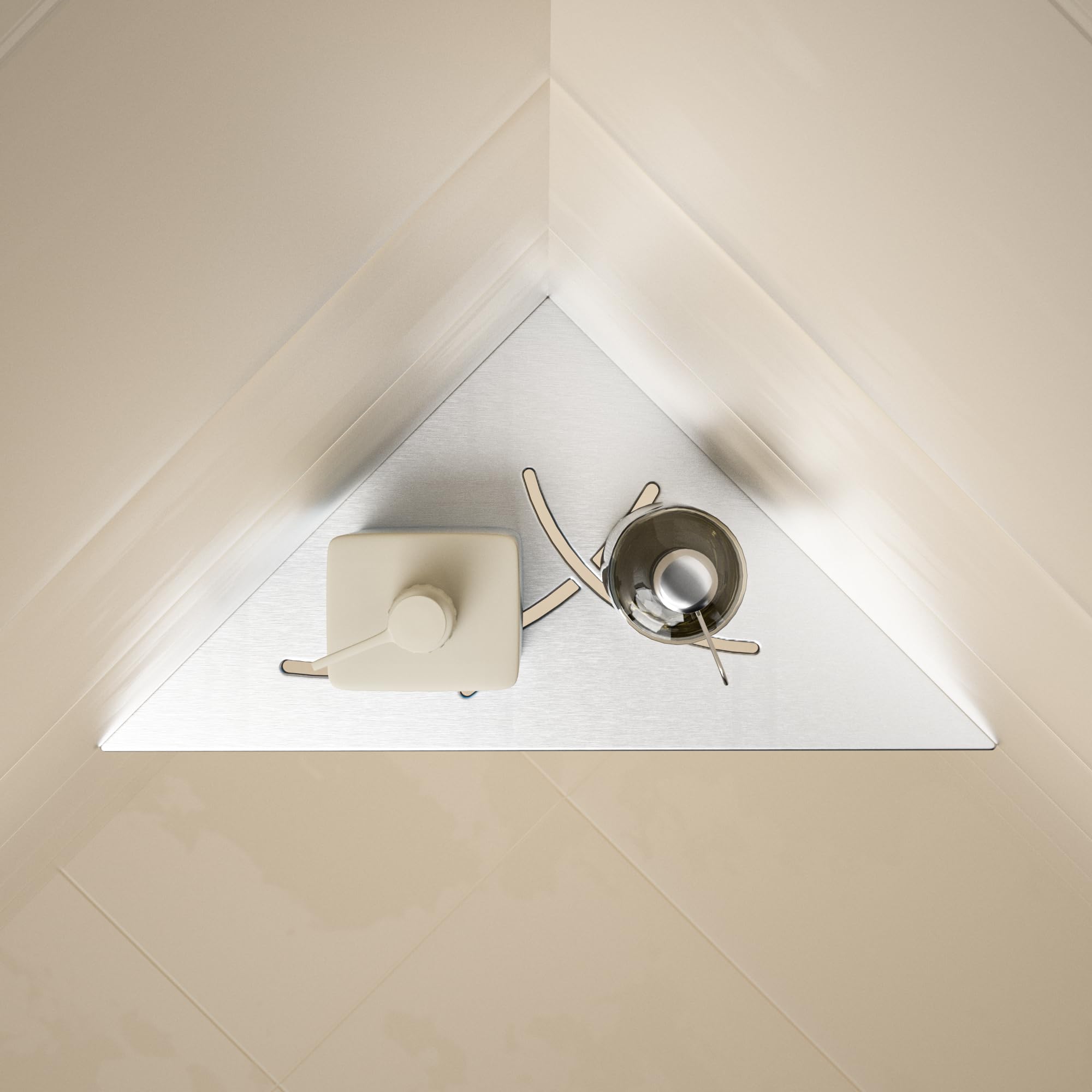 Estantería esquinera de ducha de acero inoxidable 304 con 3 mm de grosor, estantería de esquina empotrada de 254 mm, estantería de pared de azulejos, estantería triangular para almacenamiento