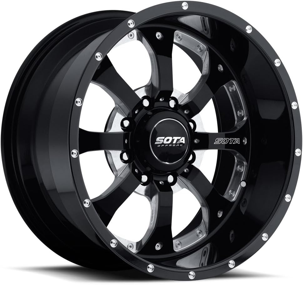 SOTA Offroad 561DM Novakane Death Metal Black/Gloss Black w/Full CNC Milling Wheel with Painted Finish (20 x 9. inches /8 x 6 inches, 0 mm Offset)