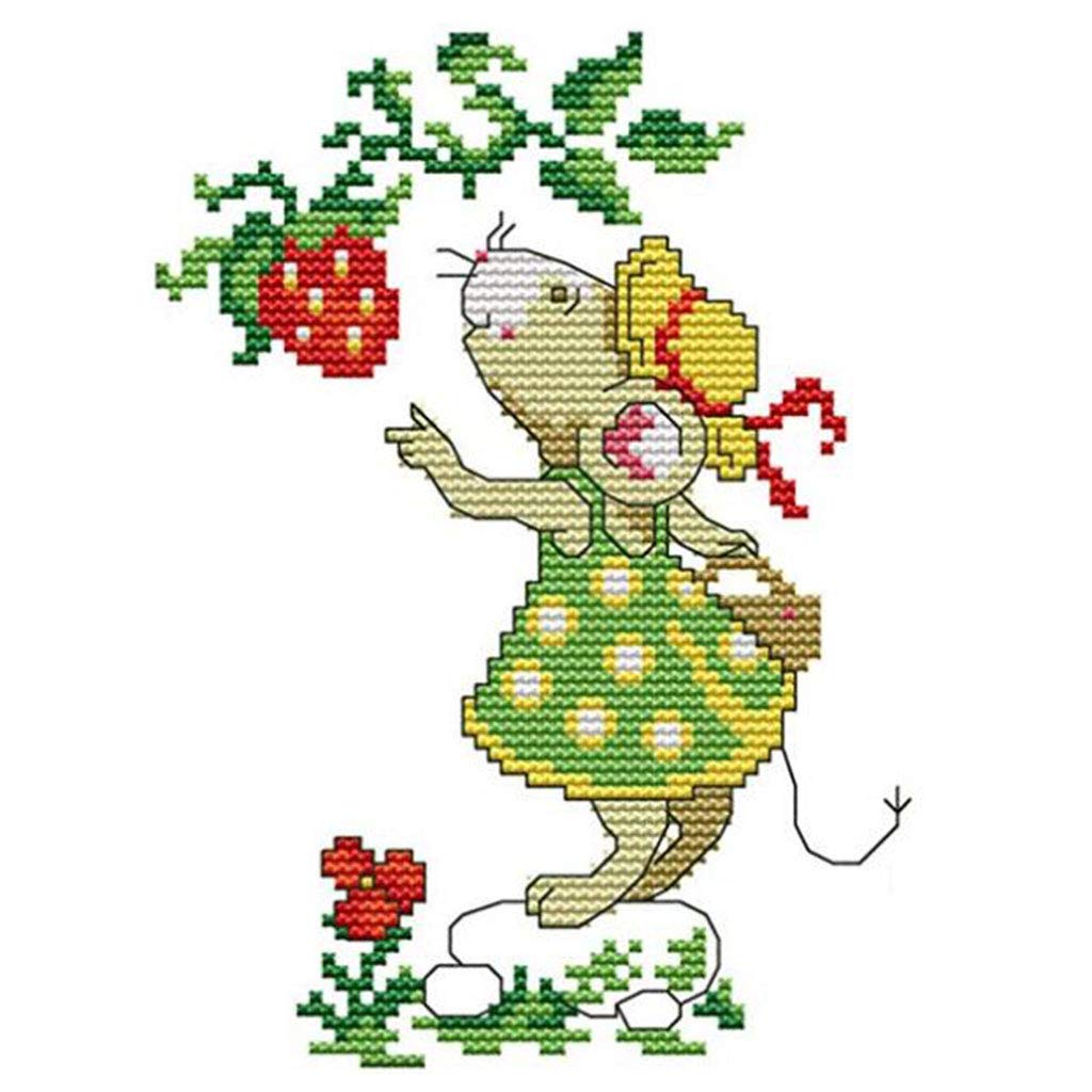KBOLAE Little Rat Stamped Cross Stitch Kits DIY Embroidery for Home Decor Gift 14CT