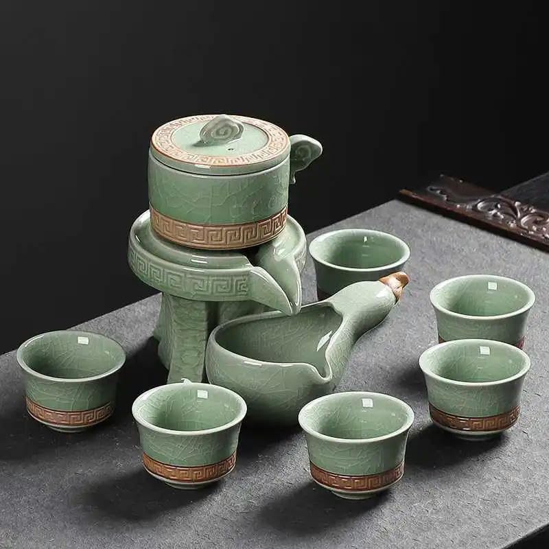 Juego de Tazas de té Chino, Tetera de Hueso China, Juego de té automático de Alta Gama, Juego de té de Viaje Moderno, Juego de té de Kung Fu, colador de té