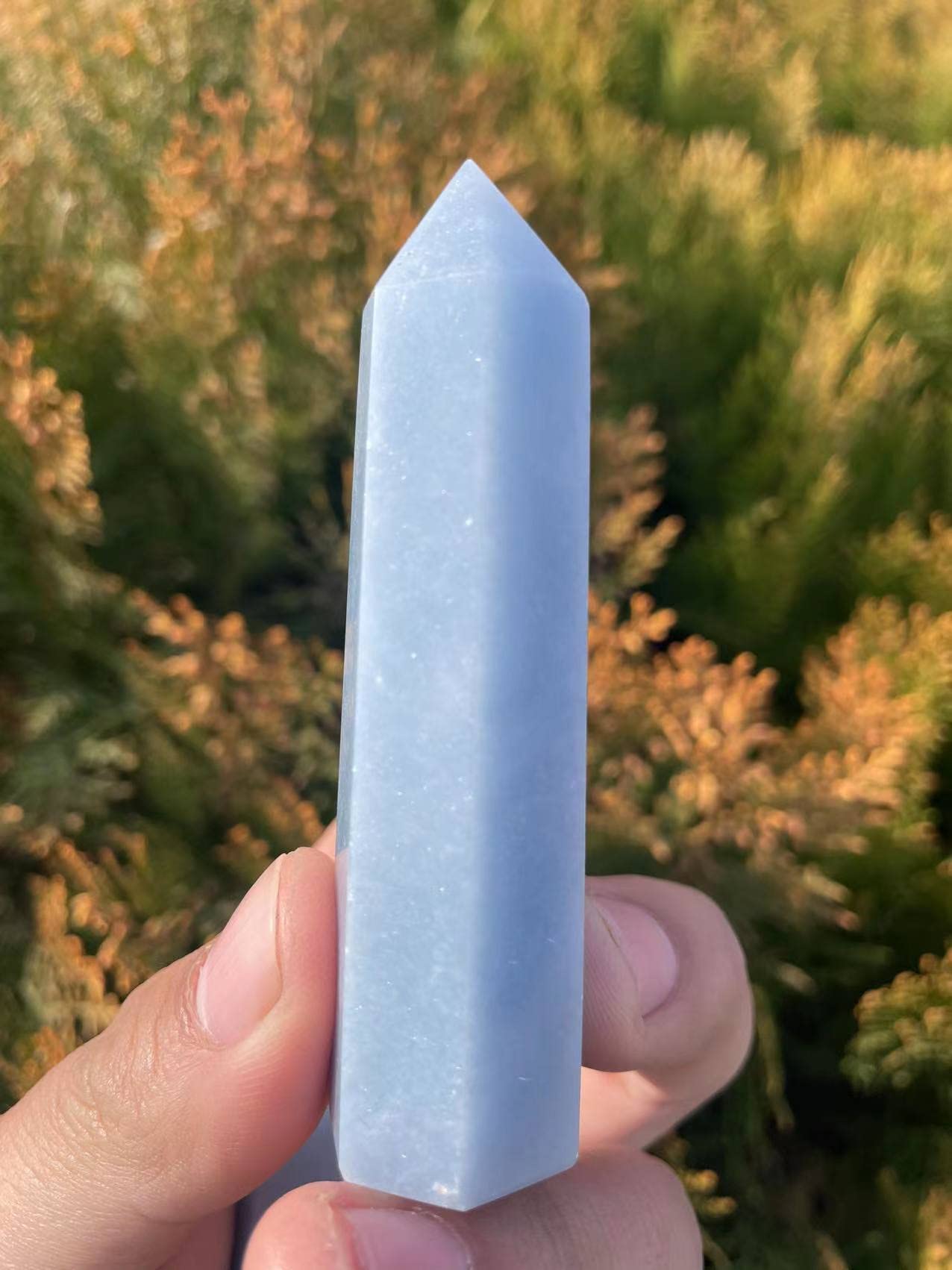 1 Punto di Cristallo a Forma di Torre in angelite Blu Stile Naturale for la Decorazione della casa Collezioni di casa (Size : 80-90mm)