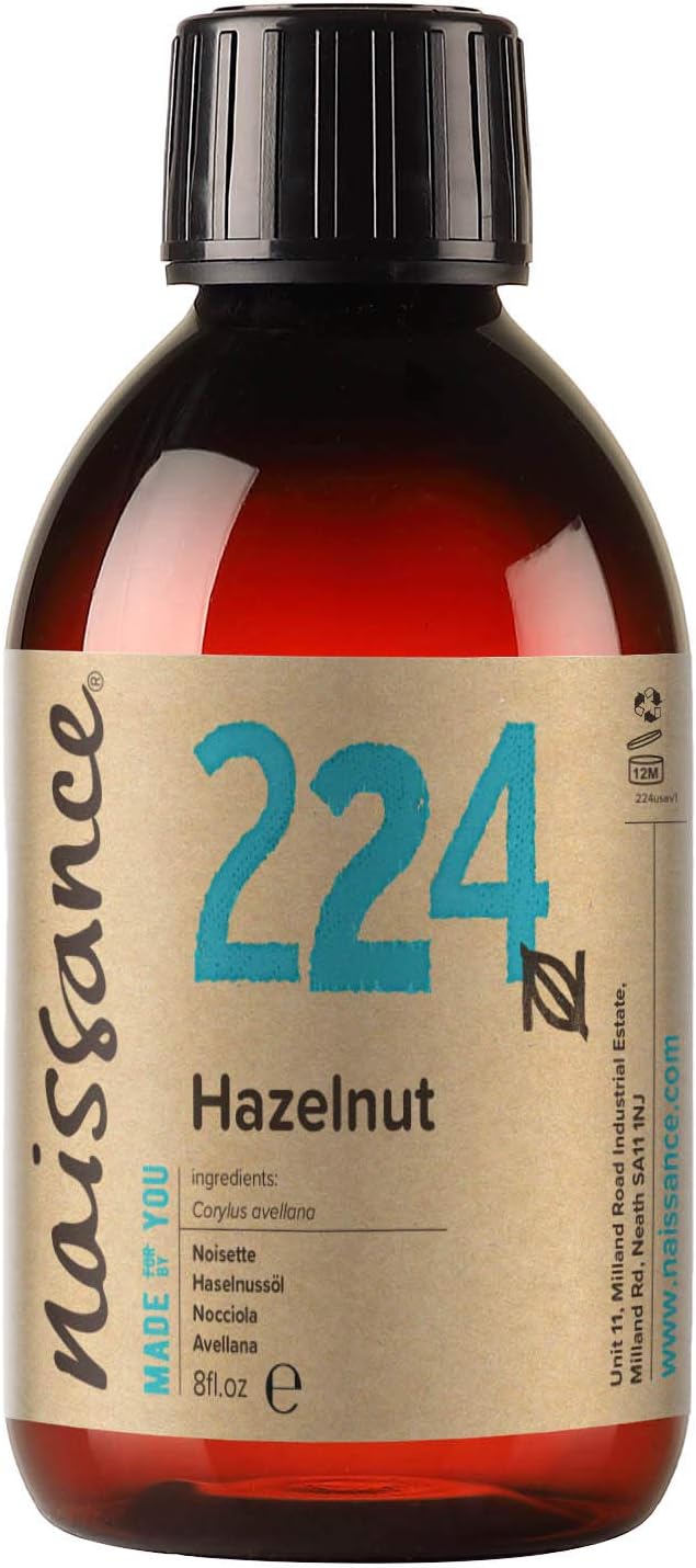 naissance Hazelnut Oil 8 fl oz - Pure & Natural, Unscented, Vegan, Hexane-Free, Non GMO, Cruelty Free