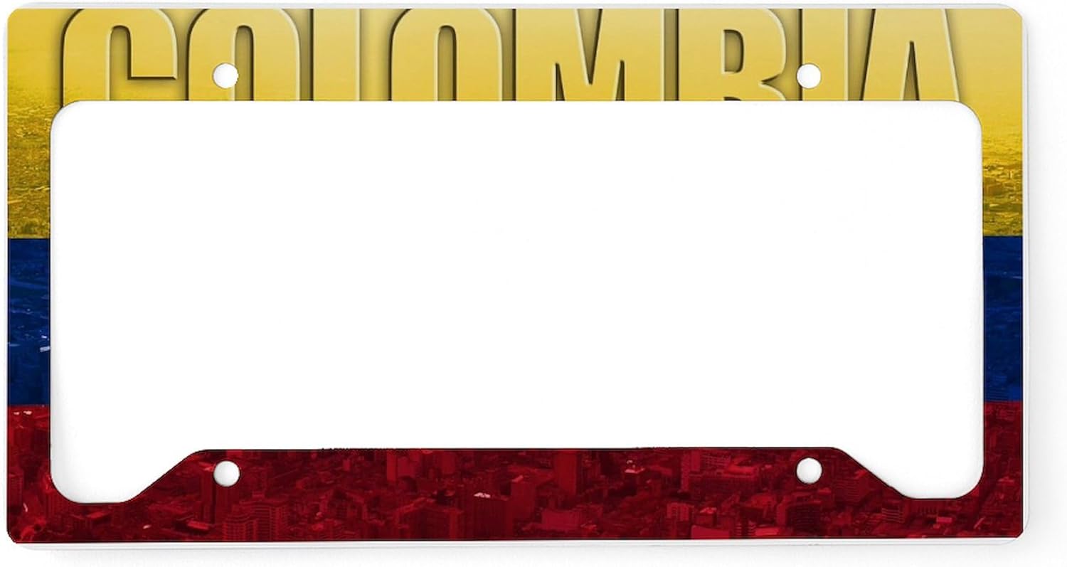 CafePress Colombia Flag License Plate Holder Aluminum License Plate Frame, License Tag Holder