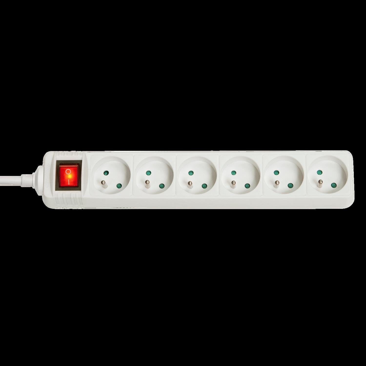LINDY 73126 6-Way French Power Strip with On/Off Switch, White