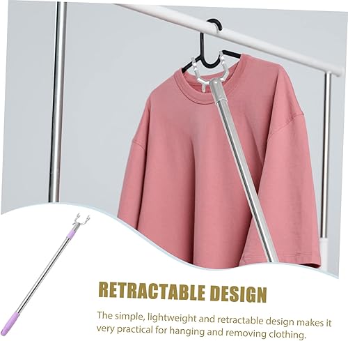 Miniatura 8 de Varilla telescópica de acero inoxidable para ropa telescópica para llegar a poste de ropa, ropa de tenedor y suministros de secado de ropa, ropa