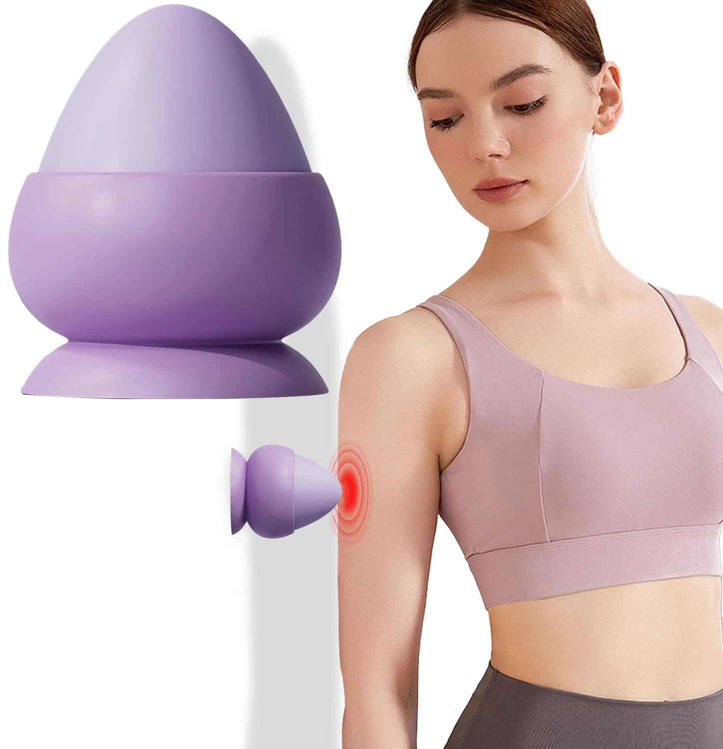 Mountable Massage Ball with Suction Cup, Trigger Point Therapy Tool, Manual Self Targeted Pressure Massager for Stress Relief, Muscle Knot, Myofascial