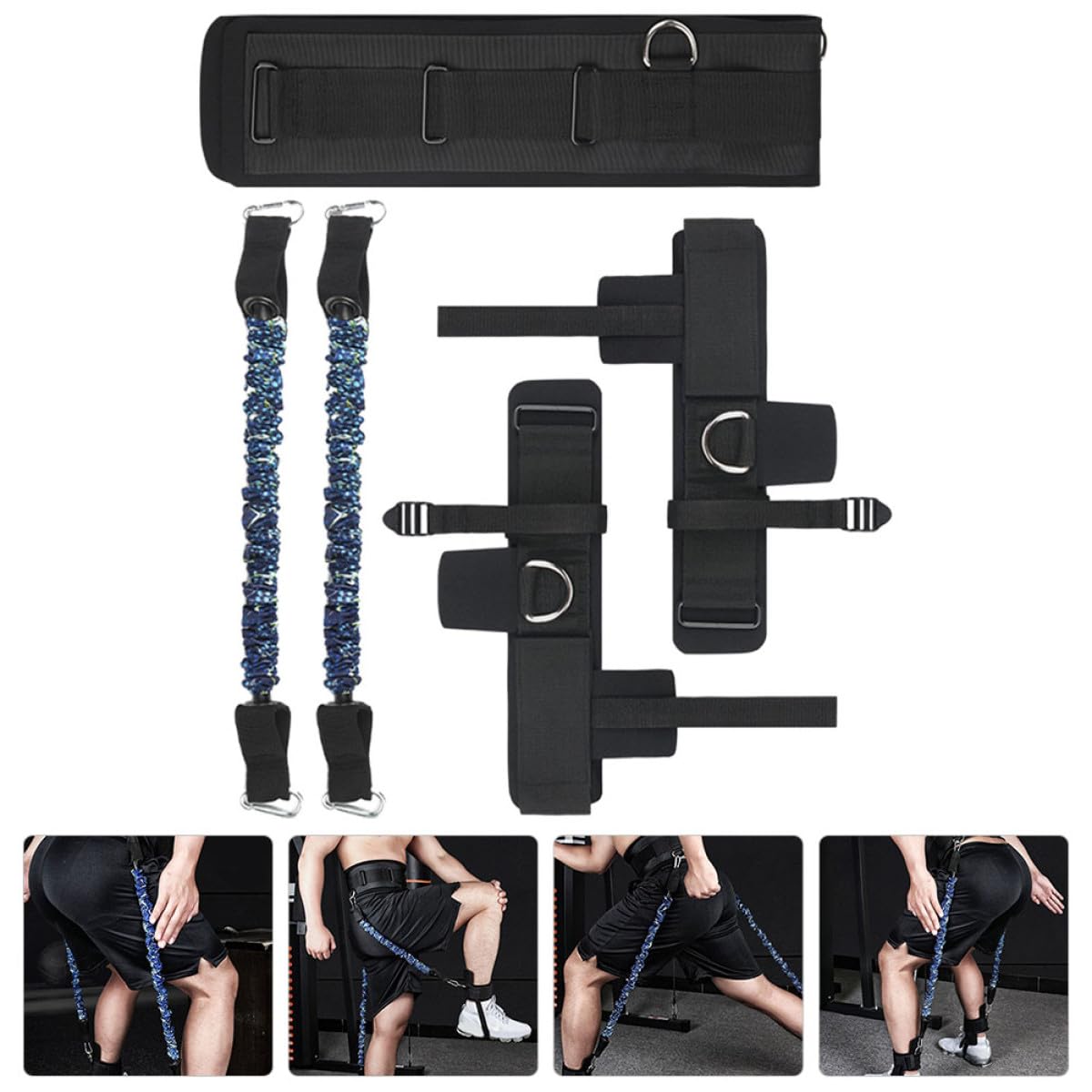 1 Satz Widerstandsband für Sprungtraining, Schwarz, Polyester Gummi