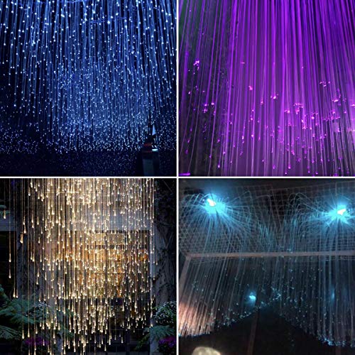 Image of 16W RGBW Fiber Optic Curtain Light Kit, Flash Point Waterfall Effect Lighting Kids Children Sensory Room Home Decoration 0.03in /0.75mm 13.1ft /4m 450pcs