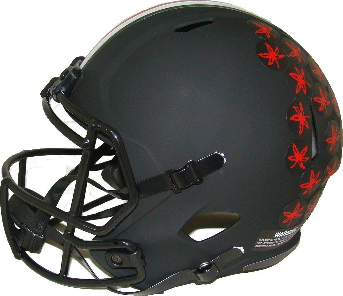 Ohio State Buckeyes Alternate Black with Red Buckeye Leaves Riddell Speed Replica Full Size Football Helmet - New in Riddell Box