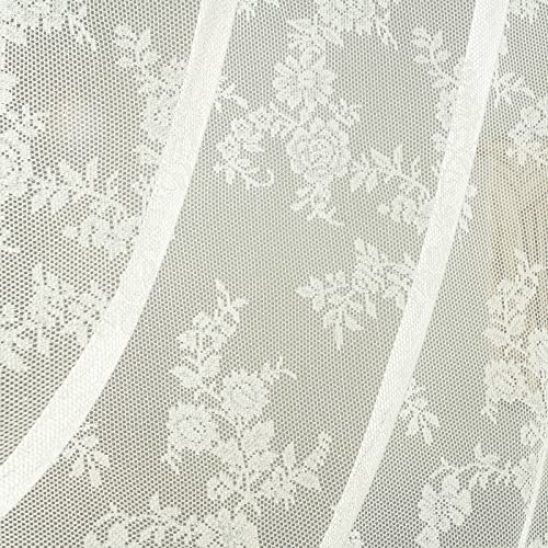 Miulee Ivory Lace Curtains 84 Inches Long For Living Room Bedroom, Semi Sheer Curtains Rose Floral Embroidered Farmhouse Window Drapes Vintage European Tulle Retro Style, Rod Pocket, 2 Panels Set #TOP6