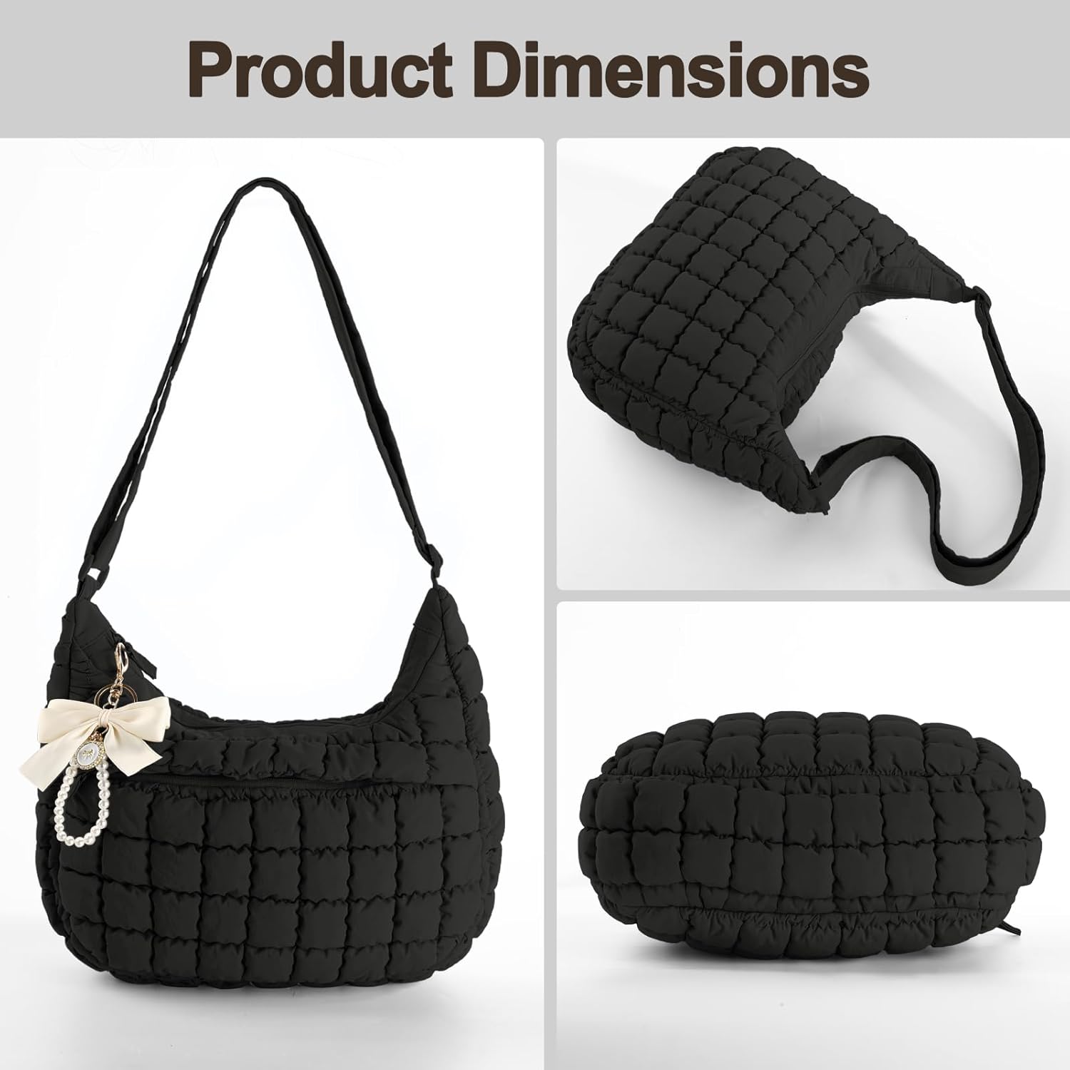 Puffer Purses for Women, Quilted Purses for Women with Adjustable Strap and Multiple Pockets for Travel, Work