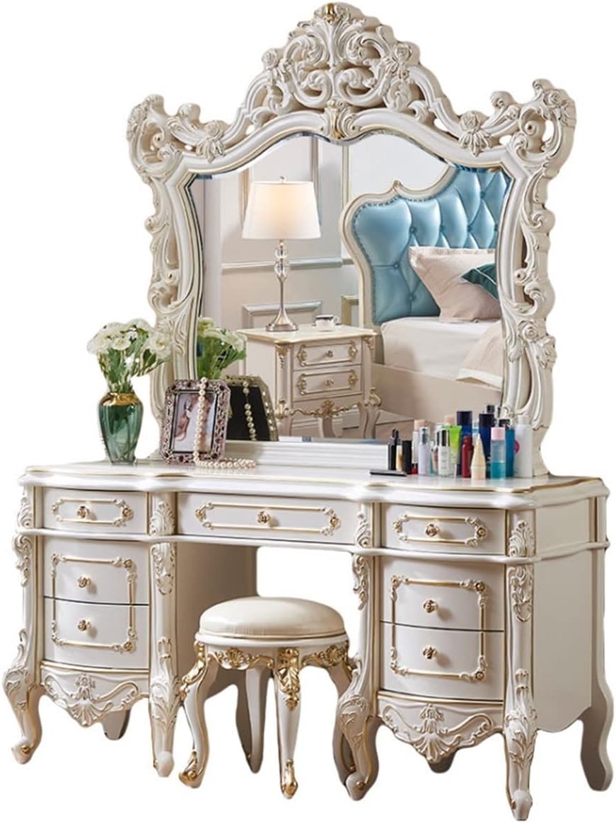 HIONRE Dressing Table with Mirror Table Set Vanity Desk