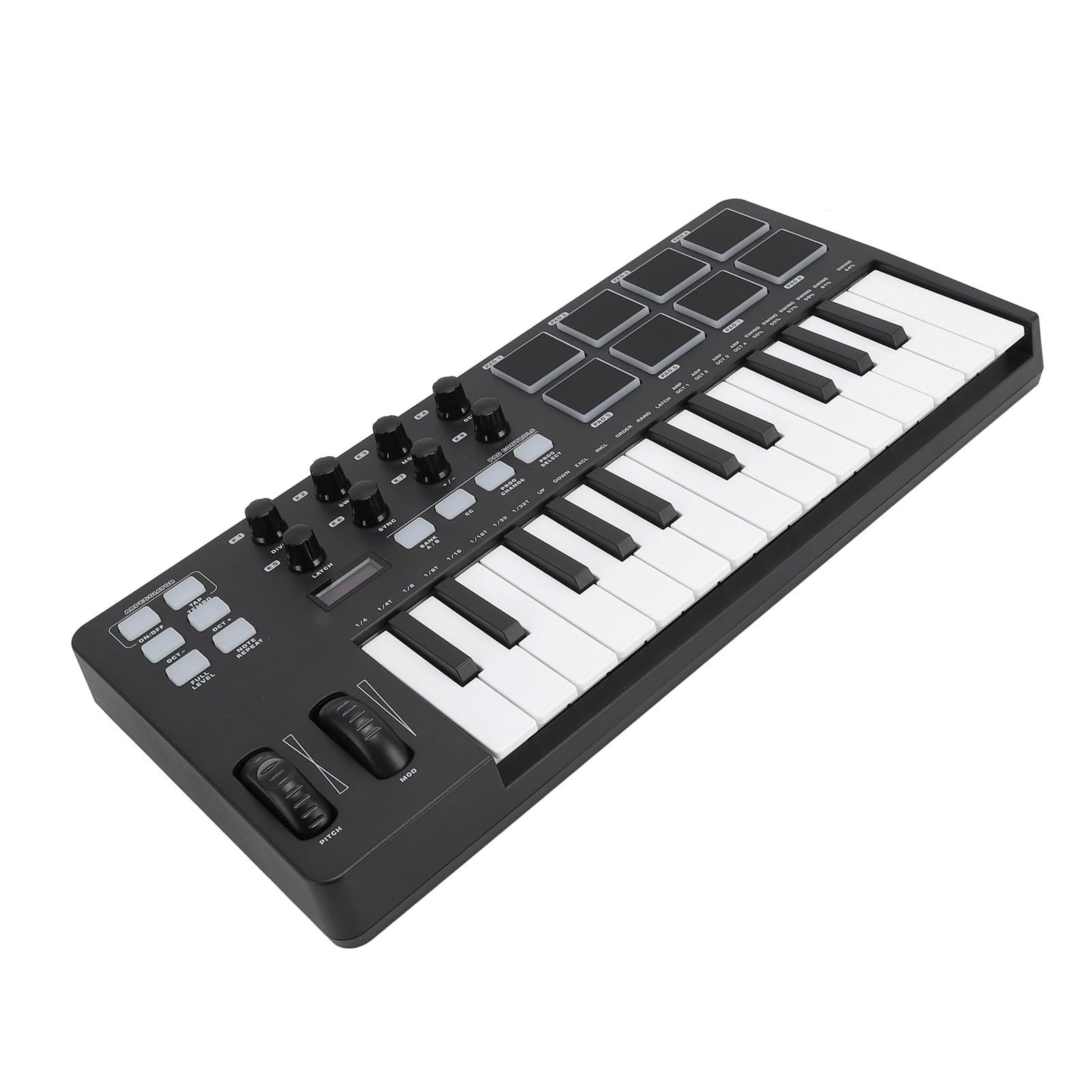 Fabater Controlador de Teclado MIDI USB de 25 Botones con Compatibilidad para Varios DAWS, Teclado MIDI Compacto para Grabación, Rendimiento con Amigos-Black-Abs