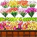 24 Pcs Artificial Flowers for Outdoor Decoration, UV Resistant Silk Faux Flowers Plants Bulk, Realistic, No Fade for Indoor Spring Summer Outside Home Porch Window Box Planter Decor (Multicolor)