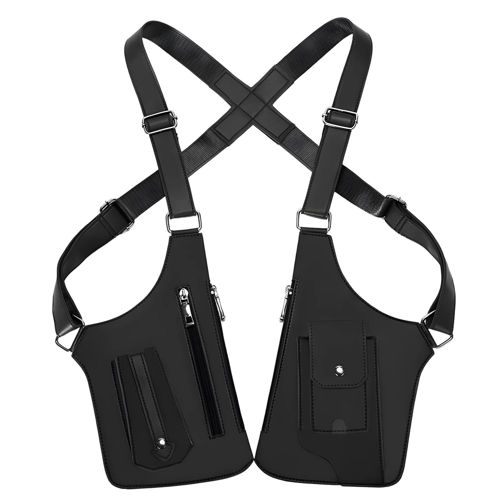 Double Shoulder Armpit Bag for Men, Anti-Theft Underarm Shoulder Bag with Adjustable Strap, Hidden Phone Wallet Pocket for Travel & Daily Commute (Black)