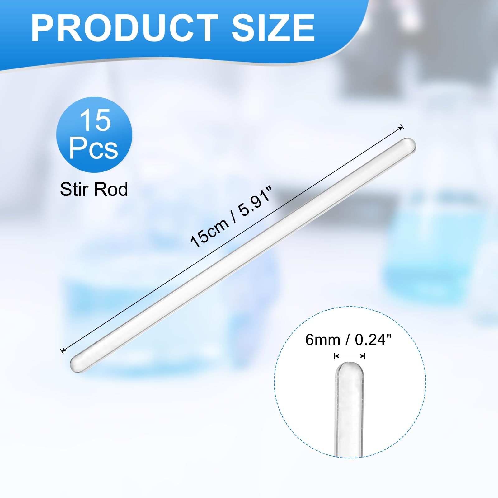 PATIKIL 15 Pcs High Borosilicate Glass Stick, 5.9