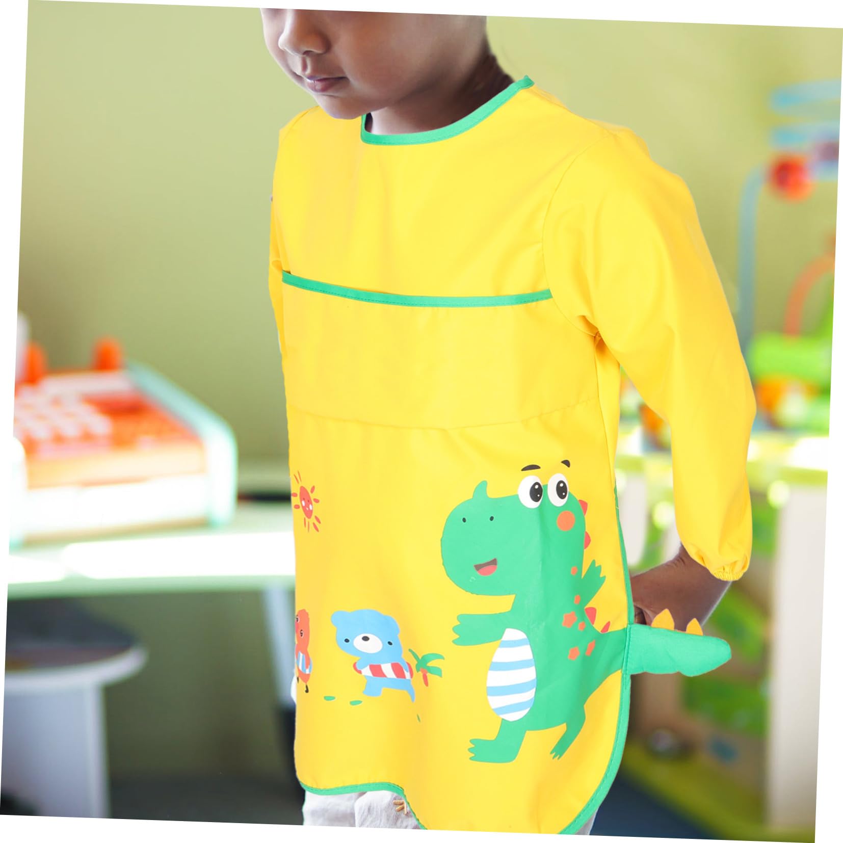 ibasenice 3pièces Tablier Garçon Fille Longue Manche Étanche Avec Motif De Dinosaures Smock De Peinture Et Cuisine Pour Garçons Et Filles