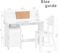 Vista 2 de UTEX Escritorio de estudio para niños con silla, juegos de escritorio y sillas con gabinete para 3-8, mesa de estudio para niños de madera, mesa