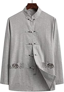 Amazon Co Jp Kanshamingma 唐装 メンズ上着 カンフー服 男性 棉麻 長袖 漢服 メンズ チャイナトプス チャイナシャツ 中華風 中国 伝統服 中華服 メンズ チャイナ風 カンフー衣装 武術シャツ 大極拳 功夫服 スポーツ アウトドア