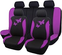 Vista 30 de Flying Banner - Juego completo de fundas para asiento de automóvil Butterfly, estilo universal de moda para mujer, para banco trasero (divisible)