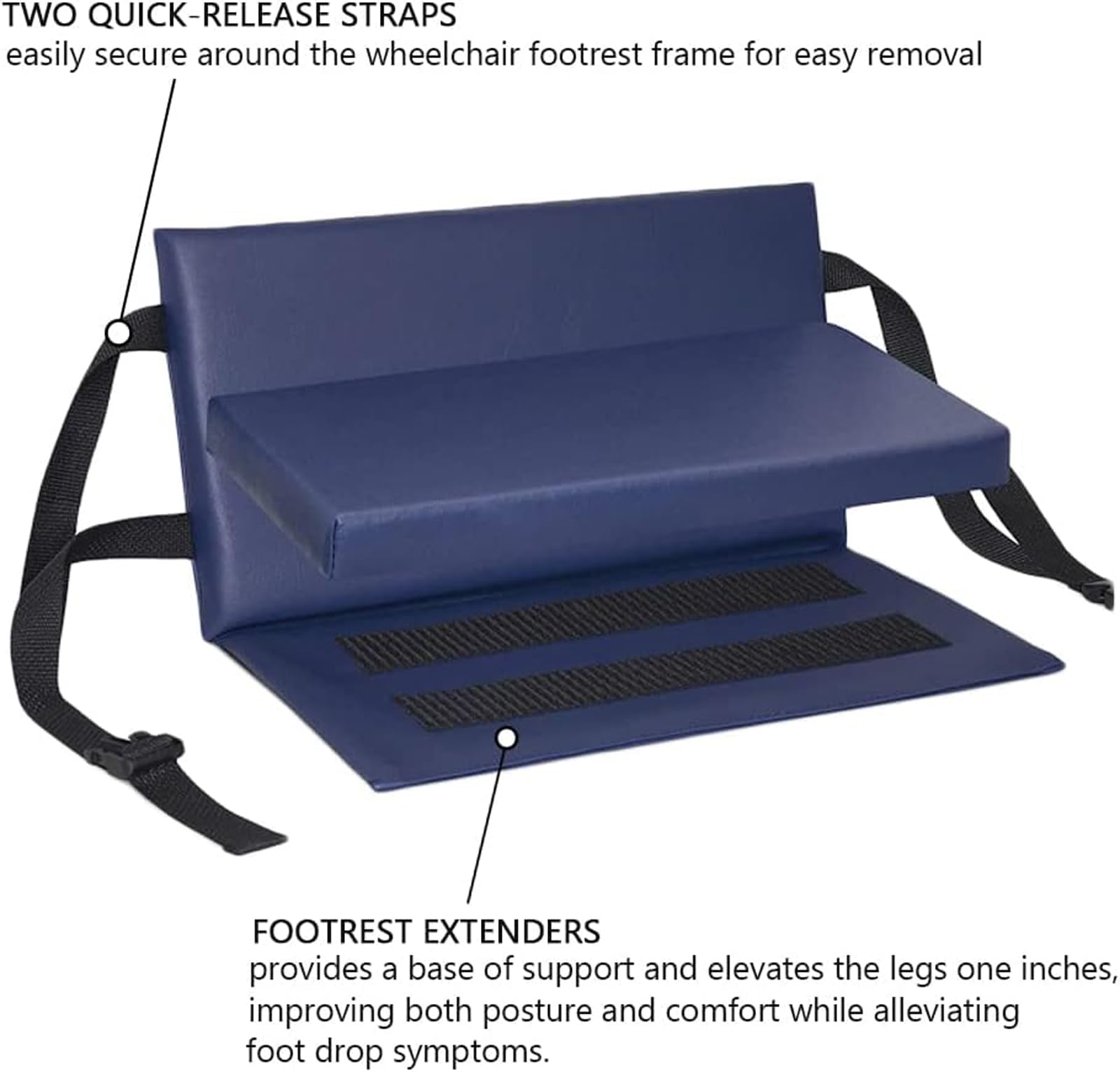Extensor de reposapiés para silla de ruedas, protector de cojín para piernas con correa de liberación rápida, fácil instalación, 20 x 16 pulgadas