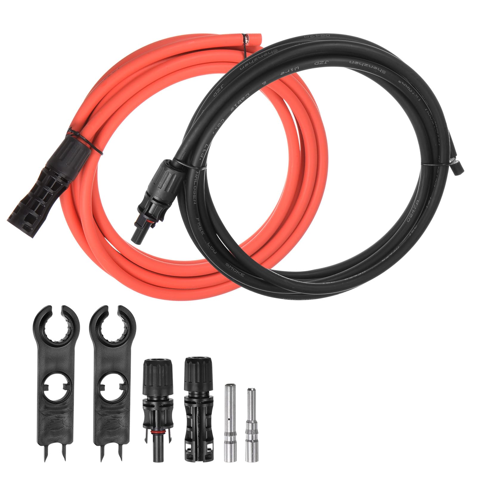 Sourcing Map Filo Per Pannelli Solari 8 AWG (10 Mm²) – 3 Metri, Rame Stagnato, Doppio Isolamento, Connettori Femmina/maschio, Nero/rosso, Per Camper, Barca, Esterni