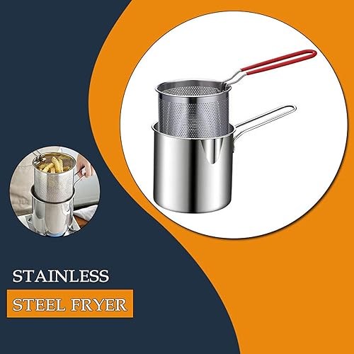 Miniatura 6 de Olla de mano, sartén de acero inoxidable 304, sartén para el hogar, olla multifuncional para freír, sartén frita para cocina, papas fritas y pollo