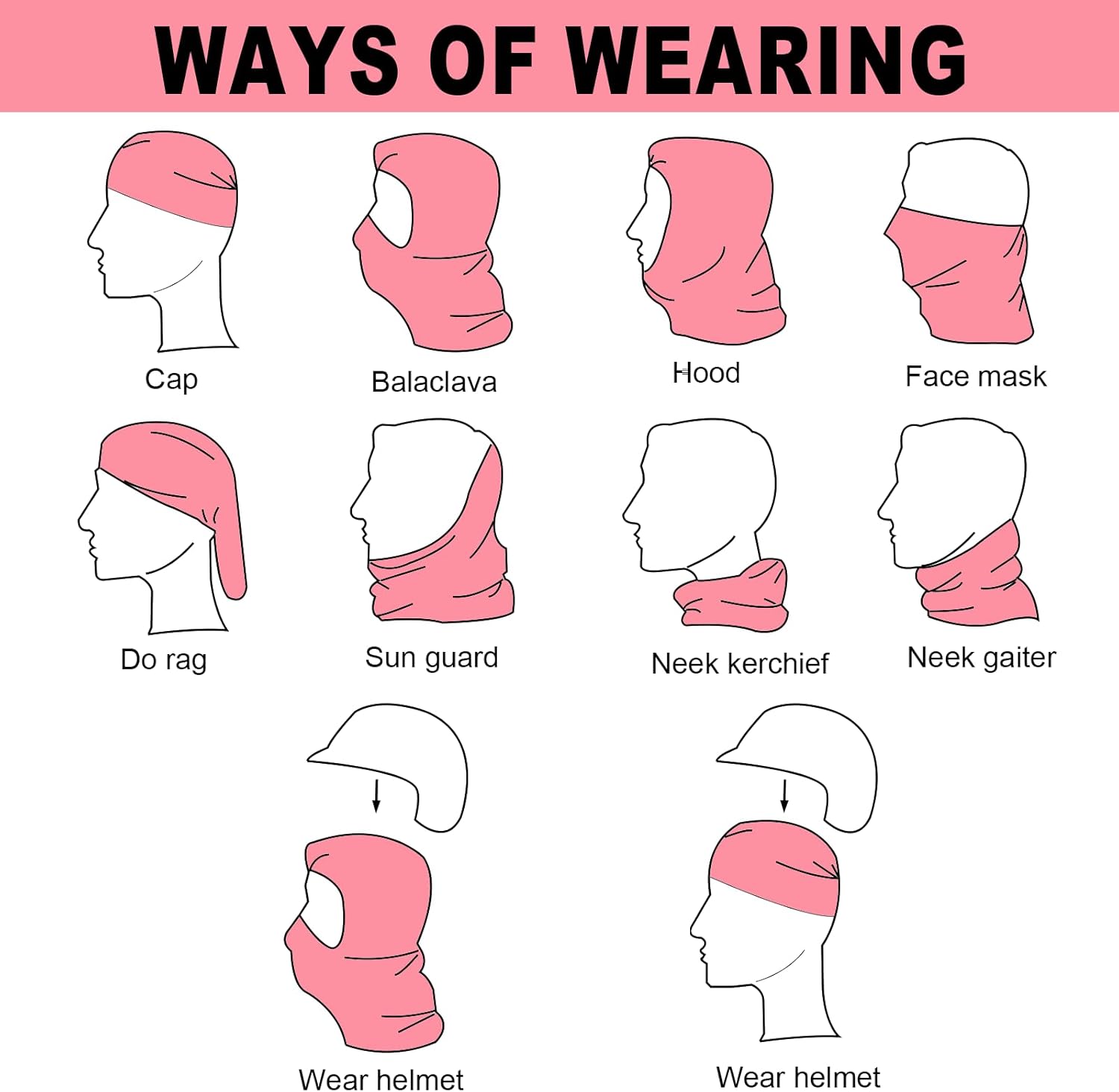 2Pcs Full Face Cover Ski Mask Balaclava Unisex Hood Cap Neck Gaiter UV Protector for Outdoor Sports Snowboard Travel - Image 3