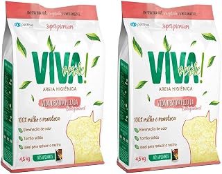 Kit 2 pacotes Areia Higiênica Viva Verde Biodegradável 8 Kg