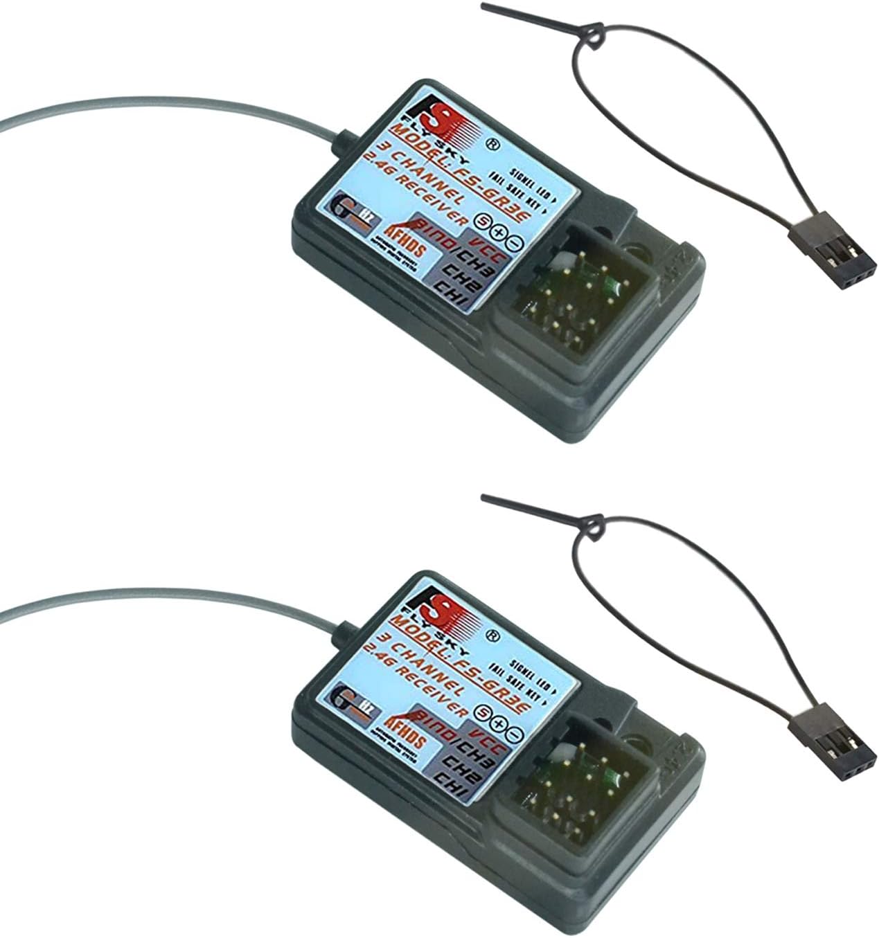 2PCS Upgraded Waterproof Flysky FS-GR3E Receiver, RCapture 2.4G 3CH Receiver DC 5V for FS-GT2 FS-GT2B FS-GT3B FS-GT3C FZ-IT4S RC Car Boat Transmitter Truck