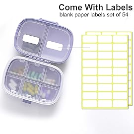 8 Compartments Travel Pill Organizer, Daily Pill Case Small Pill Box for Pocket Purse, Portable Pill Container Medicine Vitamin Organizer (Purple & Pink)