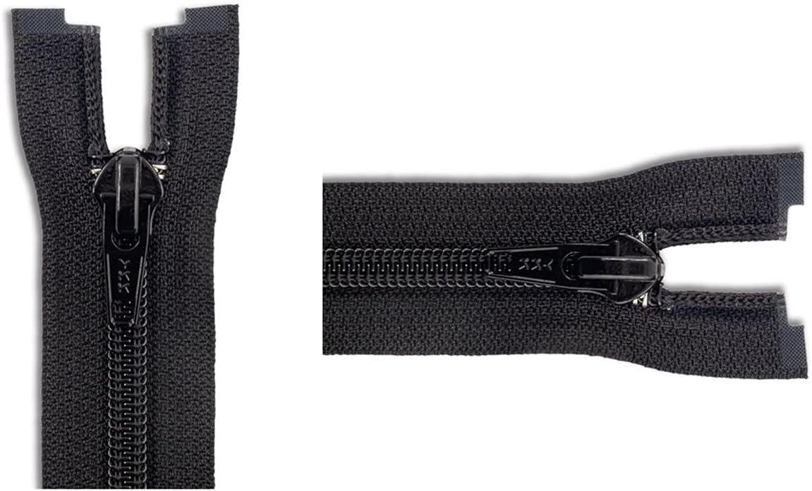 Nylon Coil #8 YKK Heavy Weight Jacket Separating Zipper - Choose Your Length - Color: Black - Made in The United States (1 Zipper Per Pack) (30" Inches)