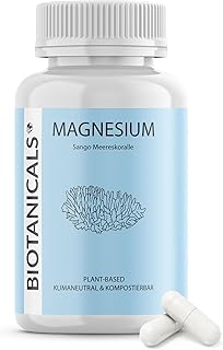 Magnesium Kapseln (120 Stück) - aus Sango Meereskoralle - Pflanzlich. Optimales Calcium Magnesium Verhältnis (2:1), aus naturbelassener Quelle