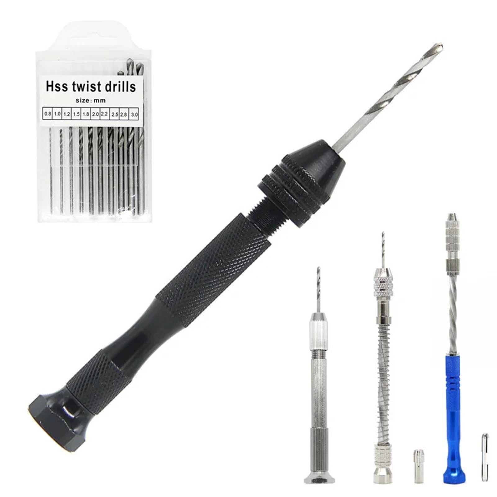 Mini perceuse manuelle en aluminium avec mandrin sans clé en acier, foret hélicoïdal pour le travail du bois, outils rotatifs, perceuse manuelle (50 pièces J)