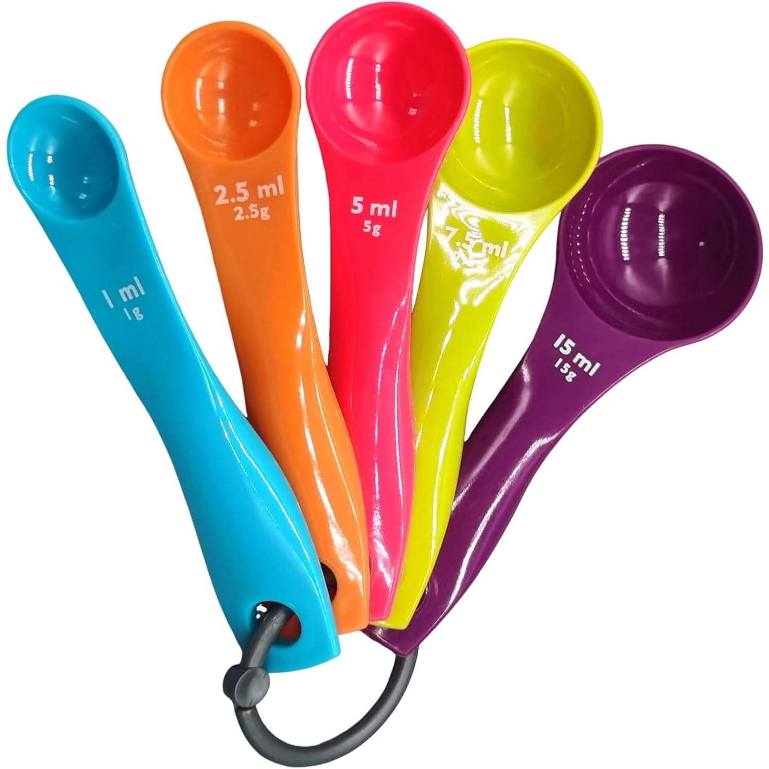 Set 9 Misurini Da Cucina In Plastica Graduati, Tazze E Cucchiai Colorati Per Alimenti, Impilabili - 2