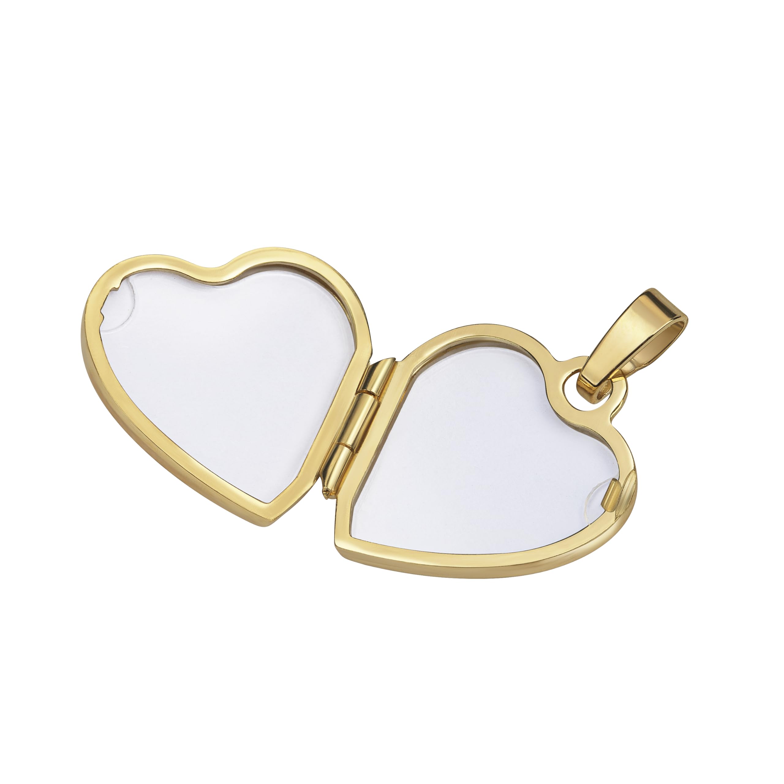 Kleines Medaillon Herz 750 Gold 18 Karat Herz-Amulett für 2 Bilder zum Öffnen für Damen mit Halskette und Schmuck-Etui