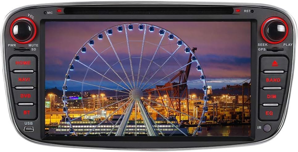 iAuch Car GPS Navigation Sat Nav Full Europe 3D Maps Support Steering Wheel Control Mirror Link Car Stereo 2 Din Radio for Ford Focus Mondeo Galaxy C-Max S-Max Kuga (black)
