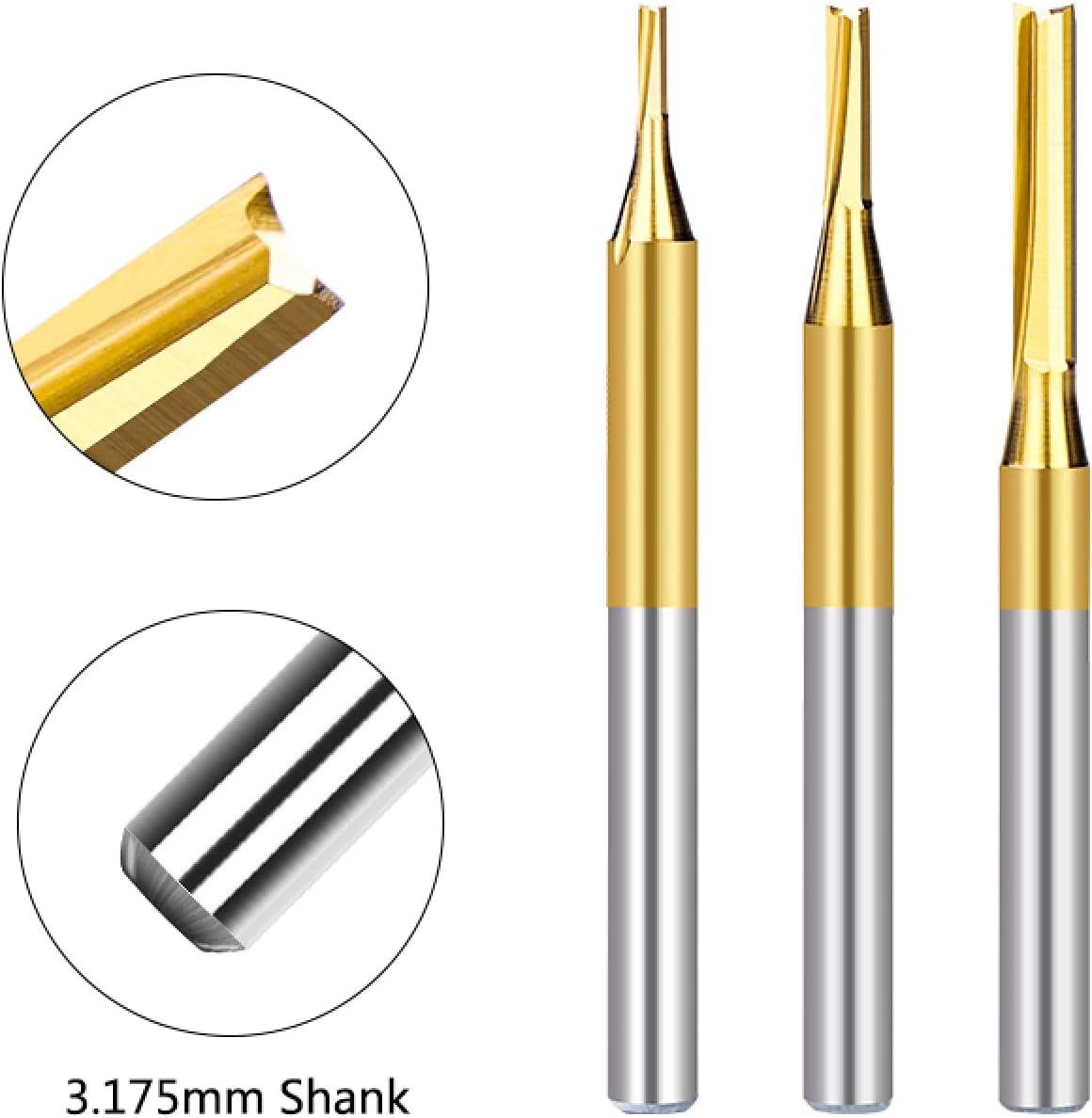 Drill Bit 2 Flute Straight End Mill 3.175 Shank Titanium Coated CNC Cutter Machine Milling Tool Carbide Milling Cutter