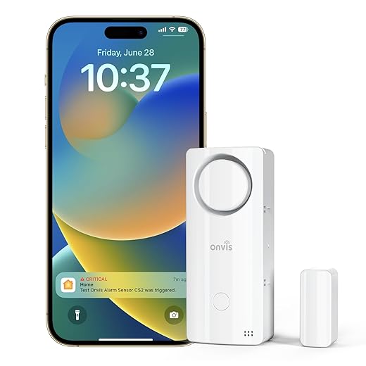 Onvis 4-in-1 Wireless Door Window Contact Sensor for Alarm System and Smart Home Automation ,Thermometer, Hygrometer, Only Works with Apple HomeKit (Thread) -Need to Upgrade The Firmware to 1.6.6