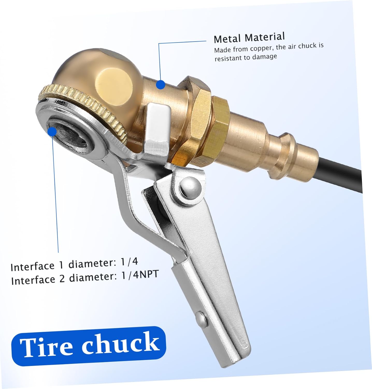 4pcs Locking Tire Air Chuck Quick Connect Air Chuck Fitting Threaded Car Straight Tire Adapter Compressor Accessories