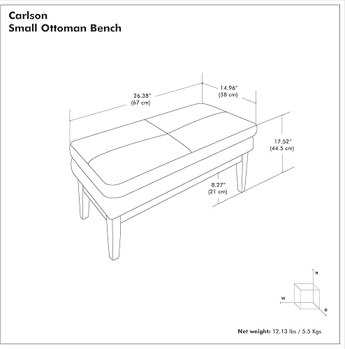 Miniatura 3 de SIMPLIHOME Carlson - Banco otomano rectangular de mediados de siglo de 27 pulgadas de ancho en caléndula para sala de estar y dormitorio