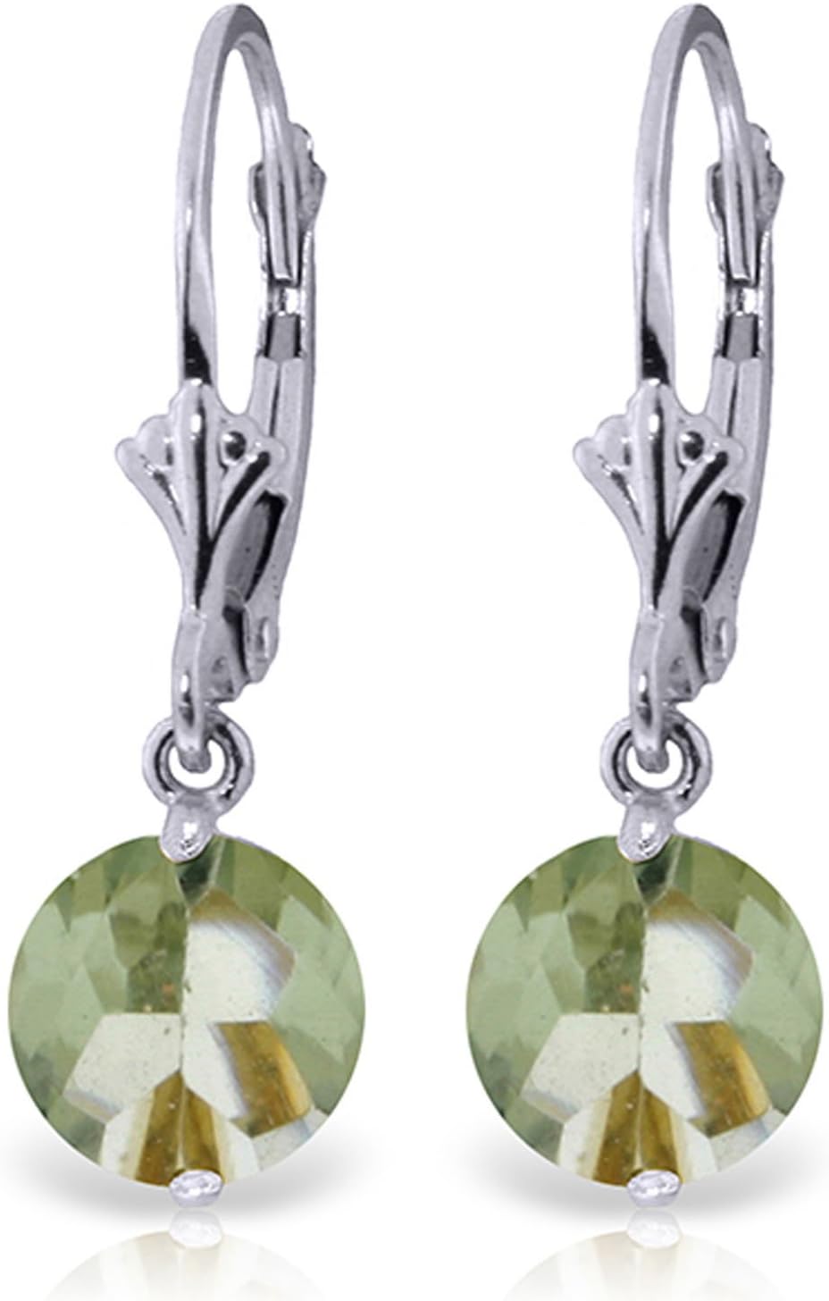 Galaxy Gold GG 3.1 CTW 14k Solid White Gold Leverback Earrings Green Amethyst