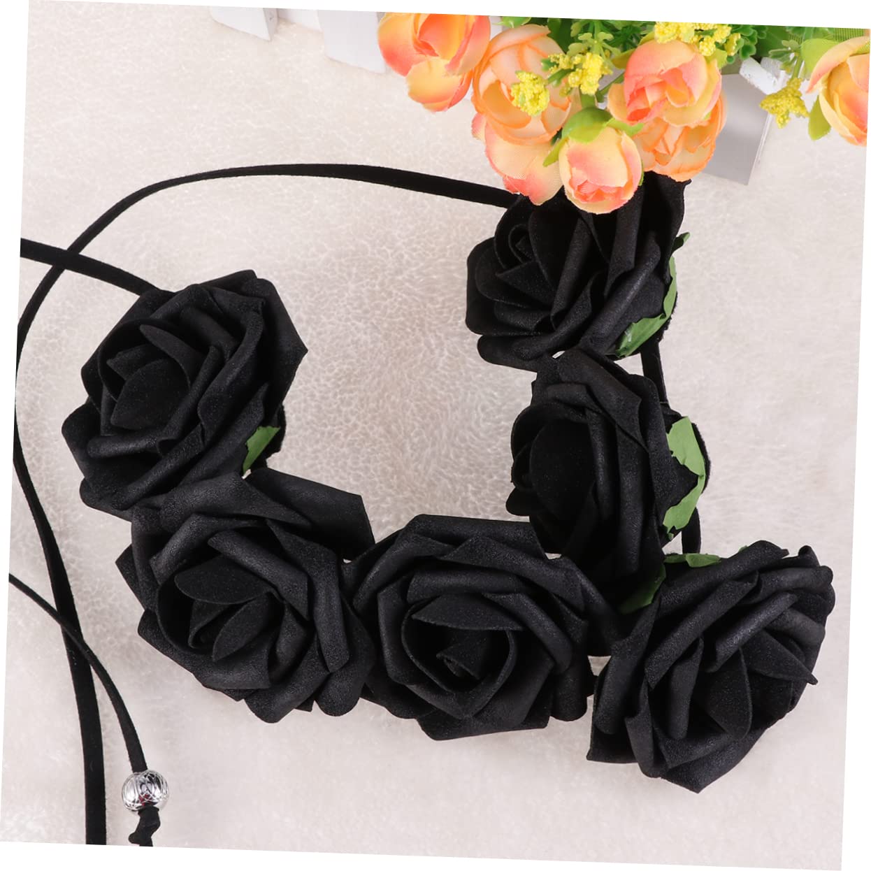 Couronne de Fleurs en Écume, Serrage-tête Rose Noir à Six Roses