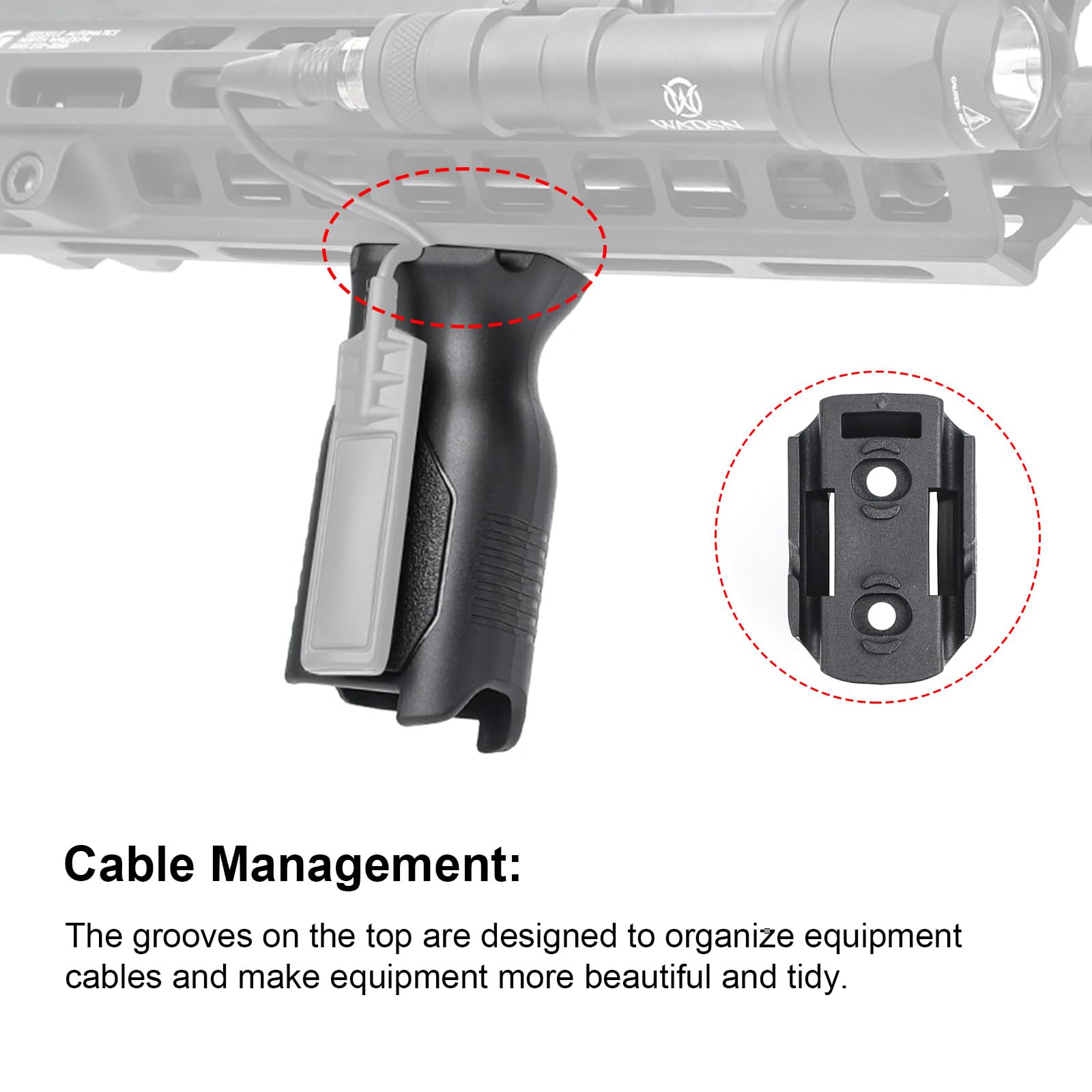AVG Tactical Mlok Front Grip Impugnatura anteriore lunga Impugnatura verticale con gestione dei cavi per sistema di paramani Mlok Rail (Nero)