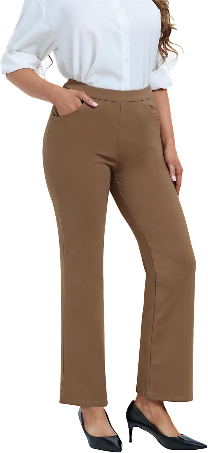 Dress Pants Women Work Business Pants Tummy Control Office Straight Leg Trousers High Waisted Ladies Slacks - Image 2