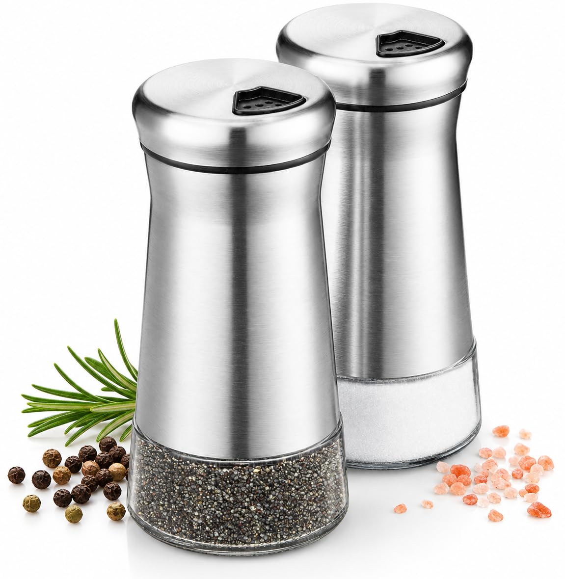 salt＆pepper shakers Amazon.com: Salt and Pepper Shaker Set, Stainless Steel & Glass