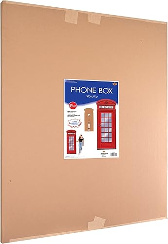 Miniatura 5 de Beistle Cabina de teléfono roja de tamaño real de cartón corrugado de 6' 6" x 28.5" con caballete para Londres tema British Party Photo Prop